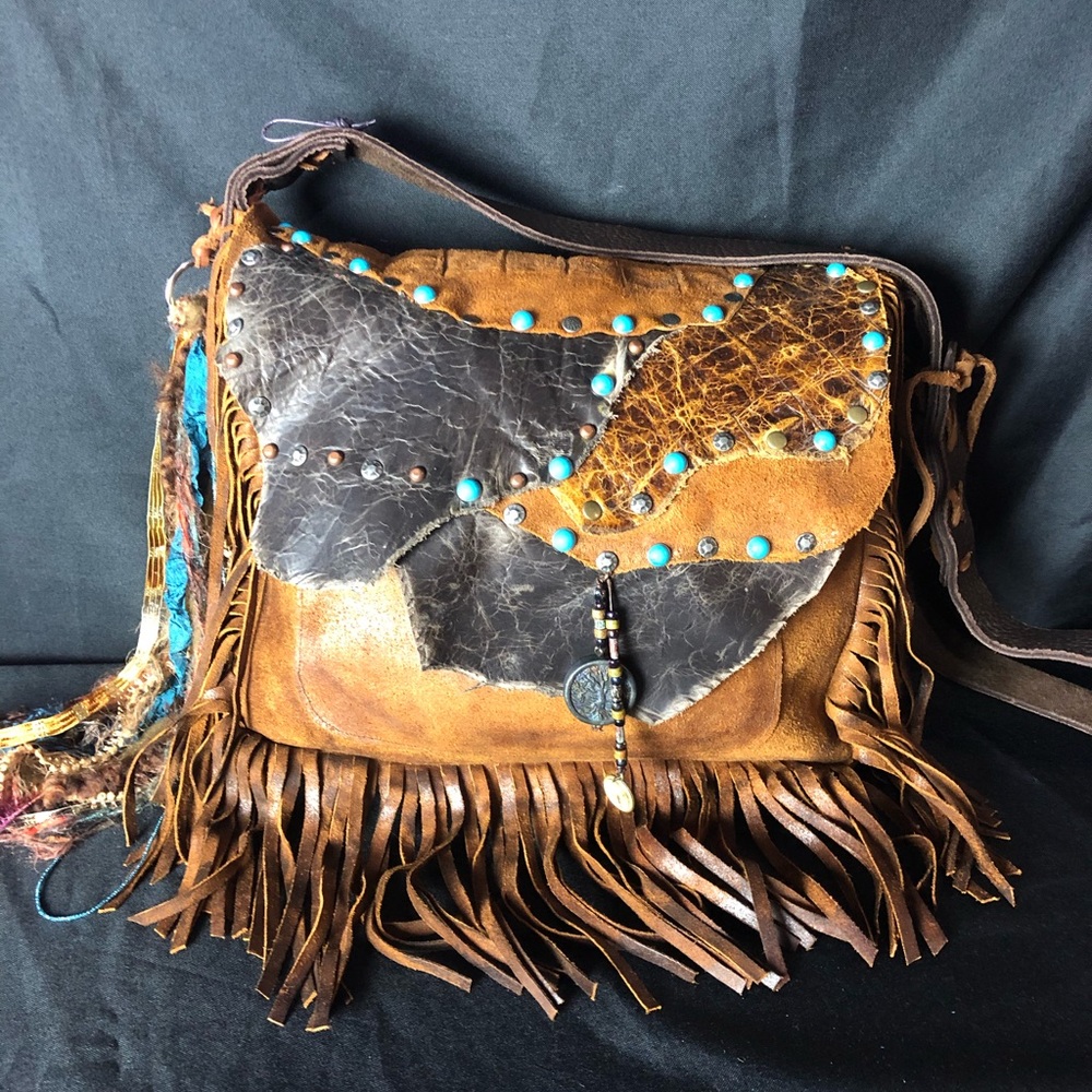 All leather custom handmade bag 12”x15”x2.5”